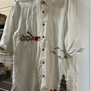BAMBOO CAY Christmas White Embroidered Shirt